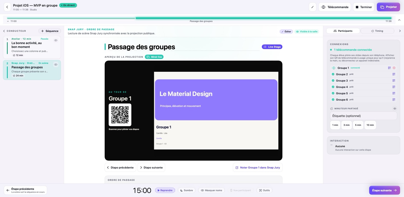 Une séance en direct dans Tissyo Interact