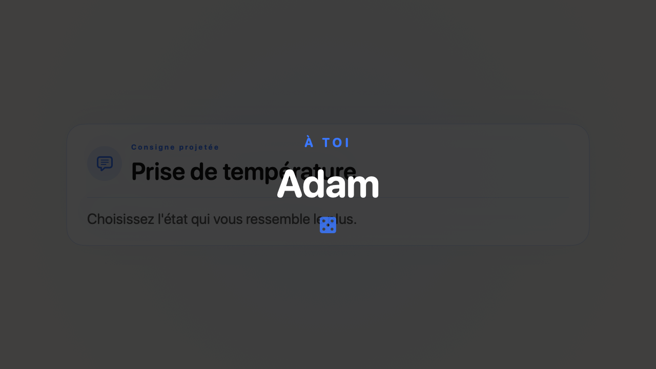 Tirage au sort projeté avec un prénom fictif dans Tissyo Interact