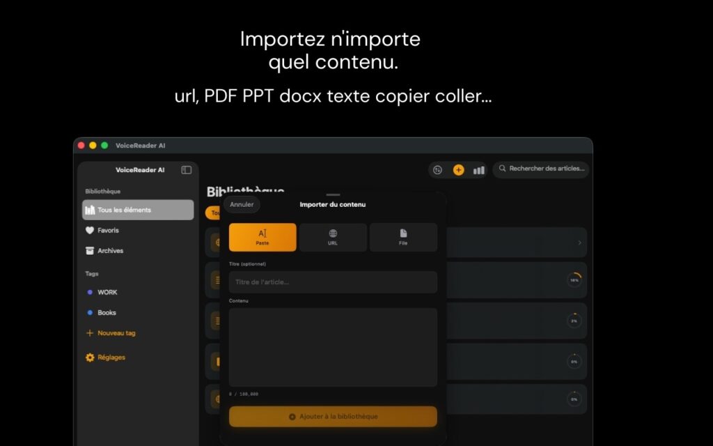 Import de documents dans Tissyo Voice