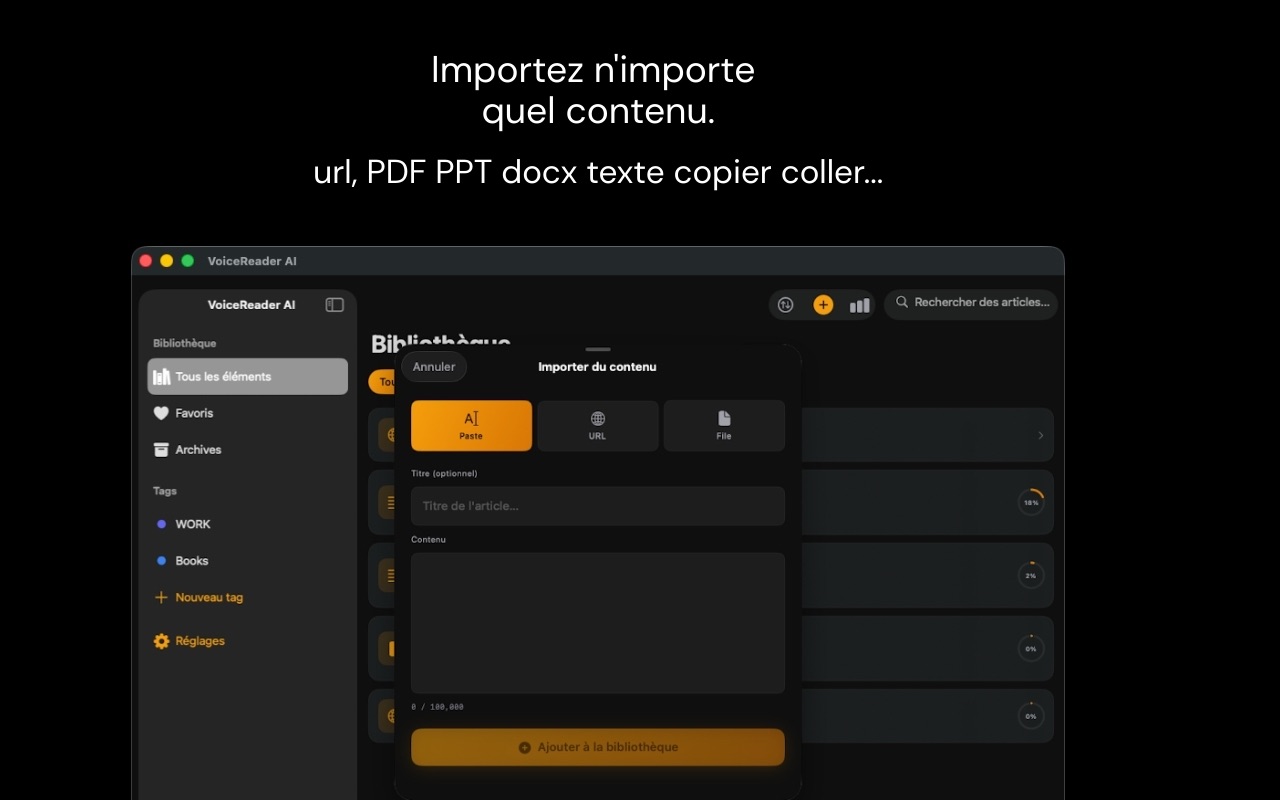 Import de documents dans Tissyo Voice