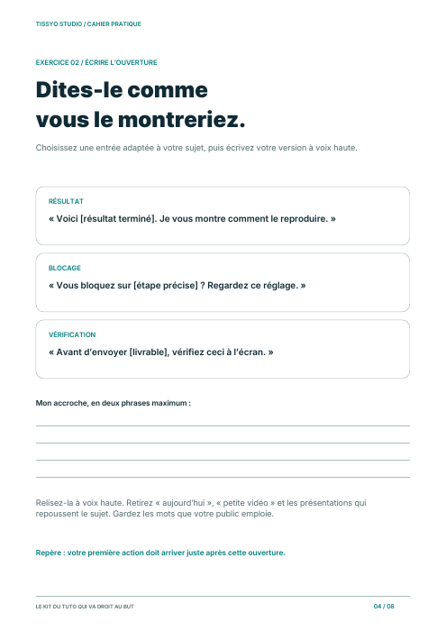 Exercice du cahier : rédiger son accroche