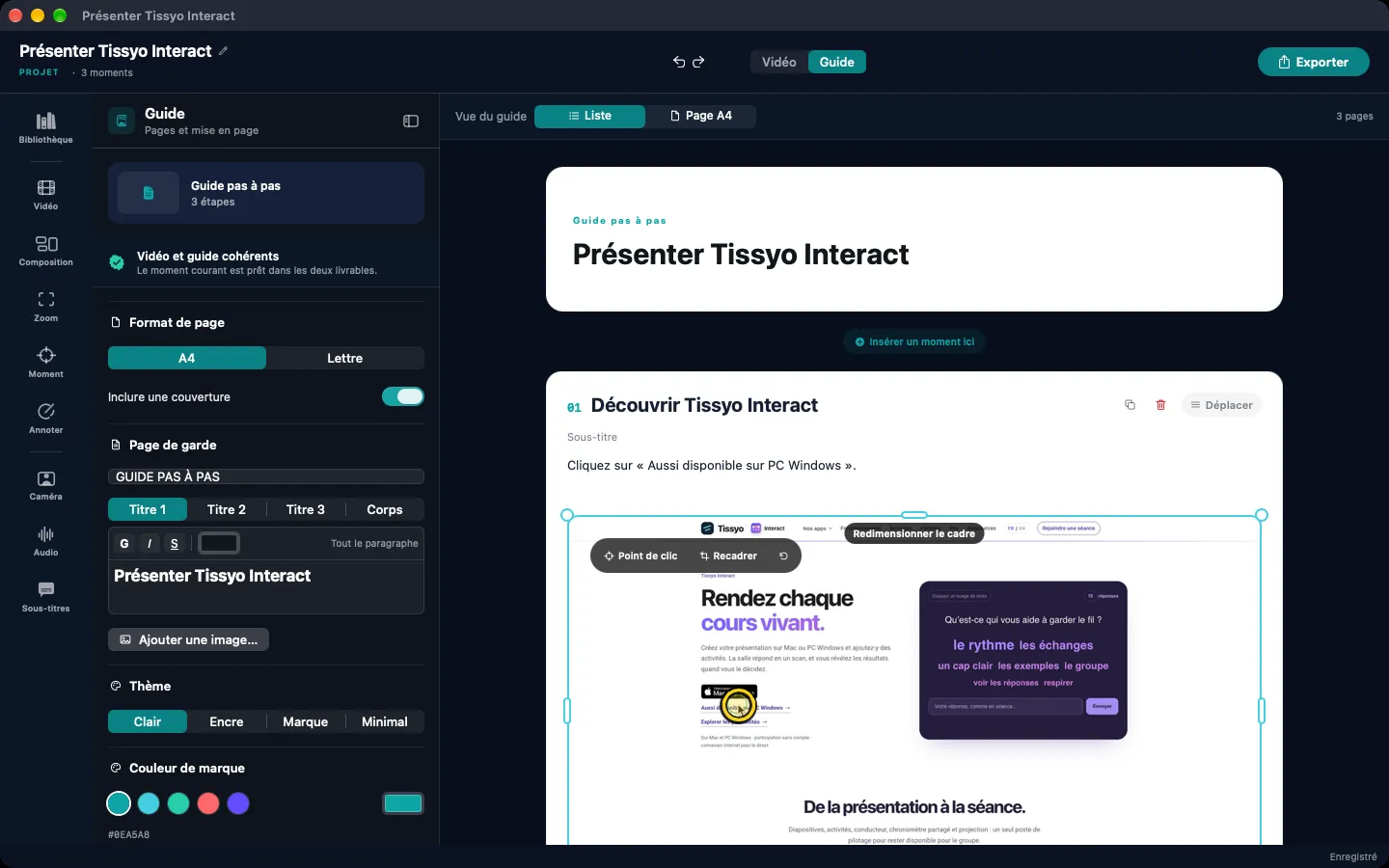 Tissyo Studio 2.0 : le guide pas à pas en liste ou en page A4